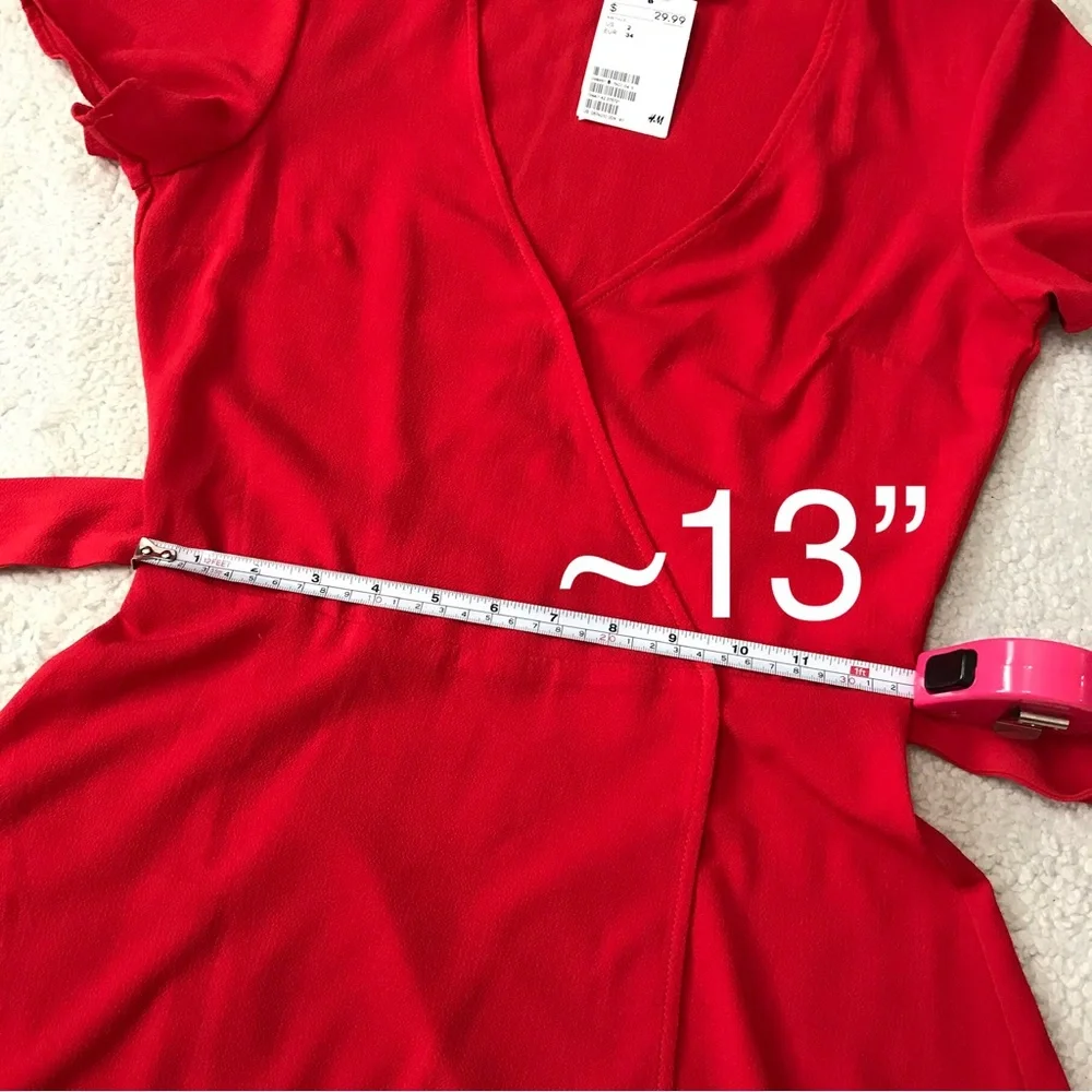 H&M Wrap Dress Short Sleeve Red Size 2